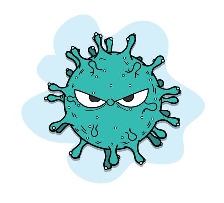 Corona virus cartoon doodle illustration  on a  background, covid-19 epidemic vectorのイラスト素材