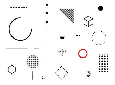 Memphis style geometric background playful design, abstract geometric background design template graphics, colorful geometric shape patternのイラスト素材