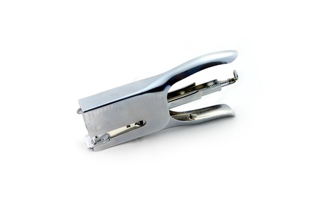 Metal office stapler isolated on white background.の写真素材