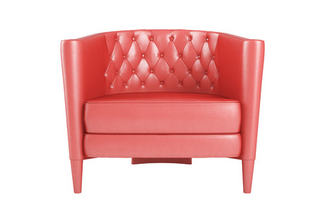 red leather armchair isolated on white background.の写真素材