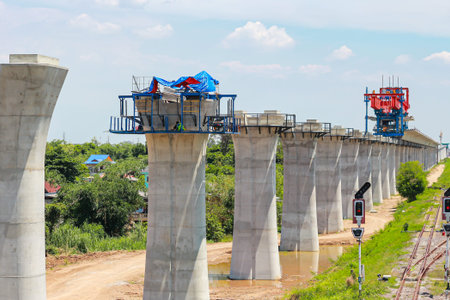 Hydroelectric power station with blue sky background, Lampang province.