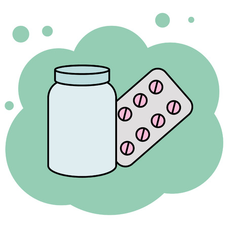 Medications on abstract green backgroundのイラスト素材