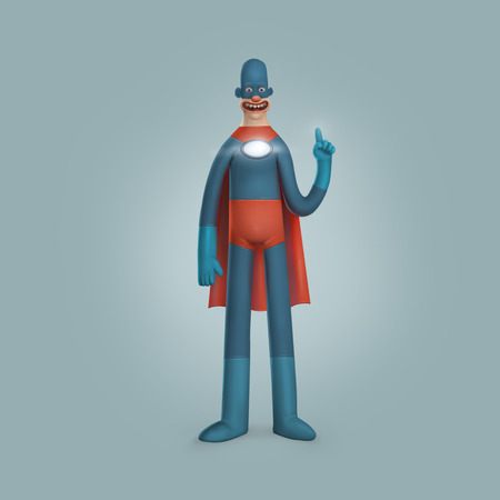 Male Superhero Wearing Blue Red Suite Illustrationの写真素材
