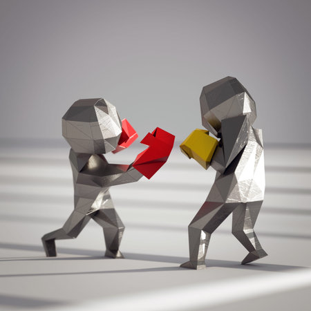 3D low poly man , sport boxing polygons fight