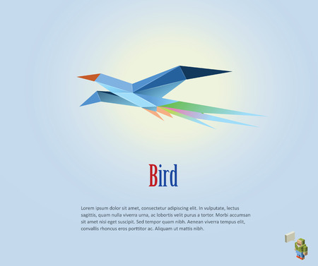 PrintVector polygonal illustration of flying bird, modern origami style icon, low poly bird isolatedのイラスト素材