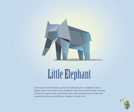 Geometric baby elephant illustration in polygonal style. Elephant low poly. Animal triangle icon. Modern isolatedのイラスト素材