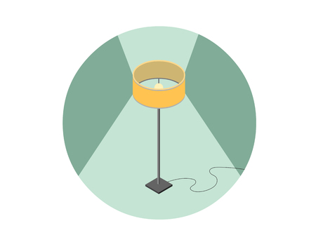 Vector isometric illustration of floor lamp, 3d flat interior design element, furniture icon for stores advertising.のイラスト素材