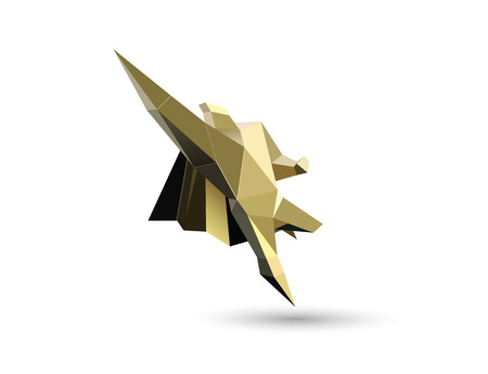 Vector illustration of gold flying superhero character, business power icon, Super Hero man figureのイラスト素材