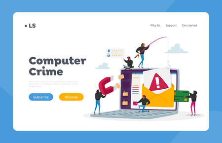 Cyber Crime, Password Phishing Landing Page Template. Hackers Bulgar Steal Personal Data. Internet Securityのイラスト素材