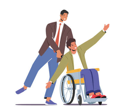 Successful Project Deal Victory Goal. Healthy and Disabled Business Colleagues Fun in Office. Businesspeople Rejoiceのイラスト素材