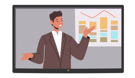 Online Virtual Business Conference, Meeting or Seminar with Trainer Giving Financial Information...