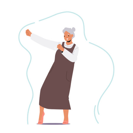 Senior Female Character Surrounded By A Robust Immunity Shield That Protects From Viruses, Germs Vector Illustrationのイラスト素材