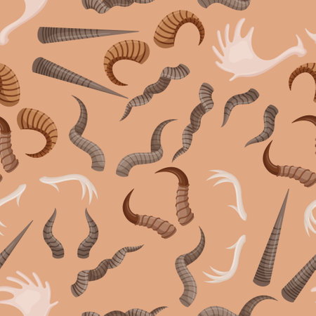 Intricate Seamless Pattern Featuring A Variety Of Animal Horns, Creating A Unique And Captivating Designのイラスト素材