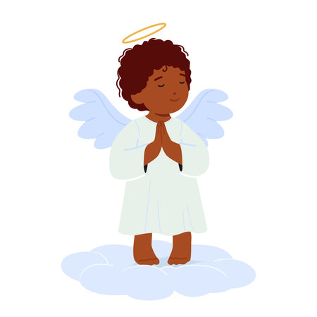 Adorable Baby Angel Character With Cherubic Features, Heavenly Presence, And Tiny Wings, Radiating Innocenceのイラスト素材