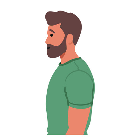 Mature Bearded Man in T-shirt Profile Exudes An Air Of Confidence And Wisdom With His Distinguished Facial Hairのイラスト素材