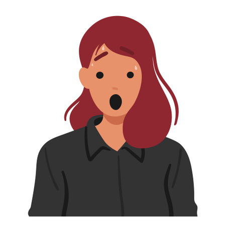 Woman Face Contorted In Shock, Her Eyes Widened, And Her Mouth Agape. A Sudden Surge Of Astonishmentのイラスト素材