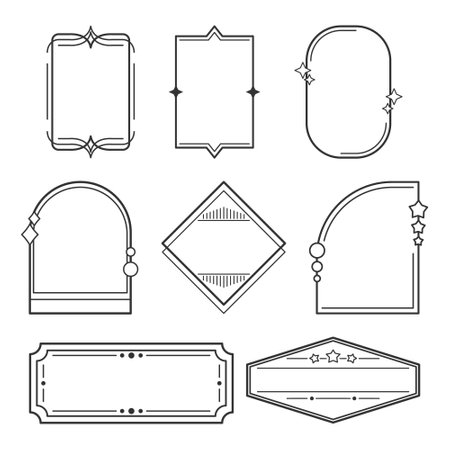 Line Frames Collection Featuring Intricate Designs And Patterns, Offering Stylish And Versatile Way To Showcase Photosのイラスト素材