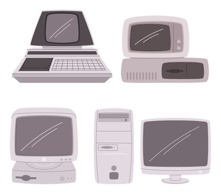 Computer Evolution From Early Calculating Machines To Modern Supercomputers And Artificial Intelligence Technologyのイラスト素材