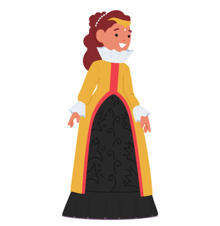 Little Girl Character In Princess Or Queen Costume, Radiates Joy, Her Eyes Twinkling With Magic Of Make-believe Royaltyのイラスト素材