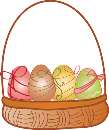 Basket filled with colorful Easter eggs! のイラスト素材