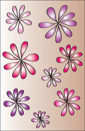 colored flowers on a pink background.のイラスト素材