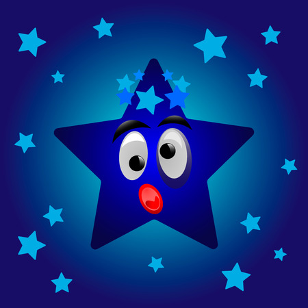 Cartoon star on the starry sky. Vector illustrationのイラスト素材