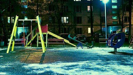 Empty evening playgroundの写真素材