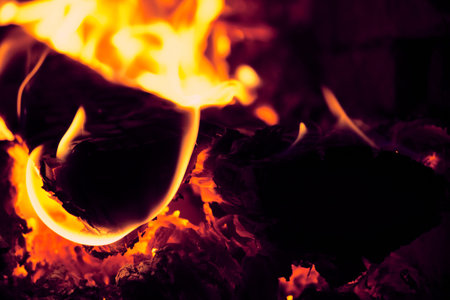 wood burning close-up macro low light