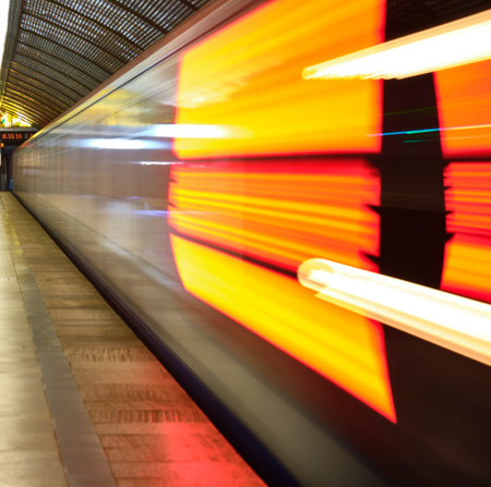 Russia Moscow June 2020. Moscow metro. effect of long exposure of the metro train movement. color