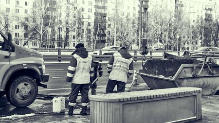 roadworks in black whiteの写真素材