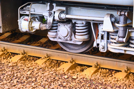 Train Car Undercarriage, passenger train, freight train.の写真素材