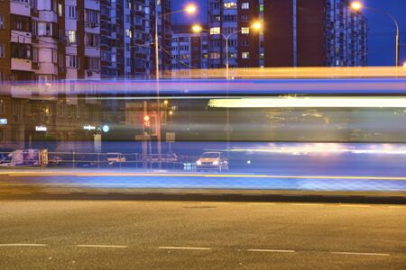 long exposure on the night highwayの写真素材