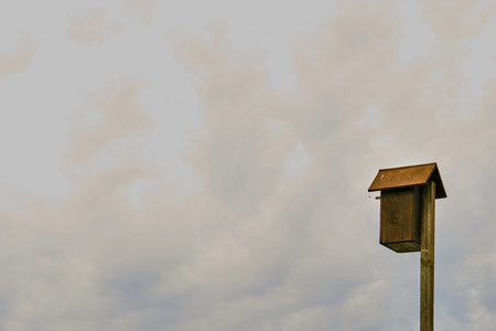 birdhouse on a pillar against the sky