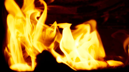 Flaming firewood in russian stove