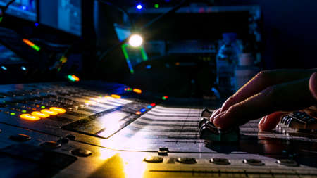 audio tv broadcast equipment. low lightの写真素材