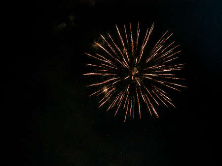 Fireworks display in the port townの写真素材