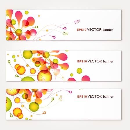 abstract floral colorful banners set vector designのイラスト素材