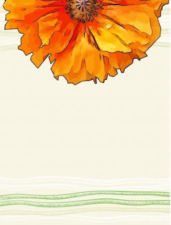 Abstract light background with red poppiesのイラスト素材