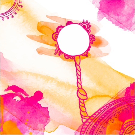 Abstract watercolor background with ornament のイラスト素材