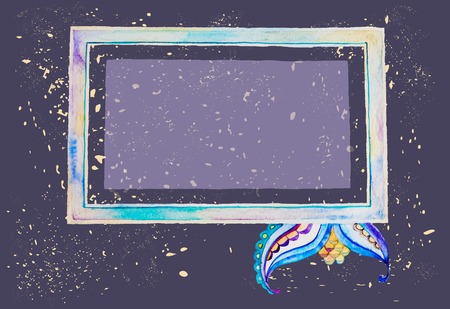 Watercolour frame on grunge の写真素材