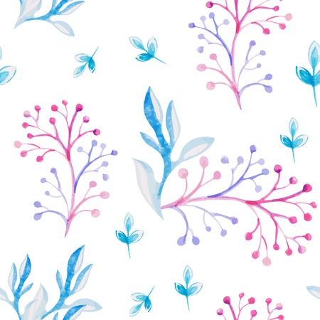 Bright floral watercolor natural seamless pattern textureのイラスト素材