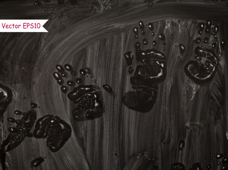 Vector chalk board background with kids handのイラスト素材