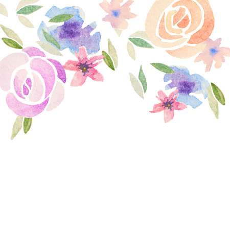 Invitation card for wedding with watercolor flowersのイラスト素材