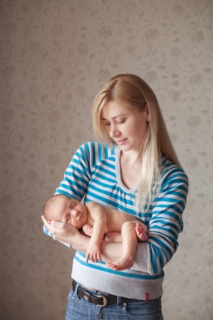 Newborn sleeping baby boy two weeks old, newborn posingの写真素材