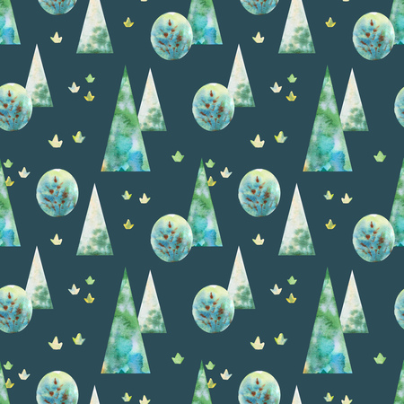 Watercolor floral botanical seamless pattern. Good for printing on fabric, wrapping paper, wallpaper. Raster illustration.の写真素材