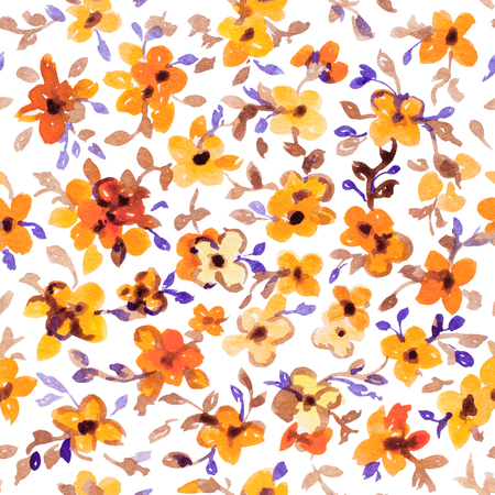 Watercolor floral hand drawn colorful bright seamless patternの写真素材