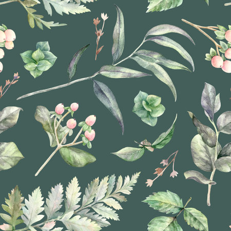 Watercolor floral hand drawn colorful bright seamless pattern