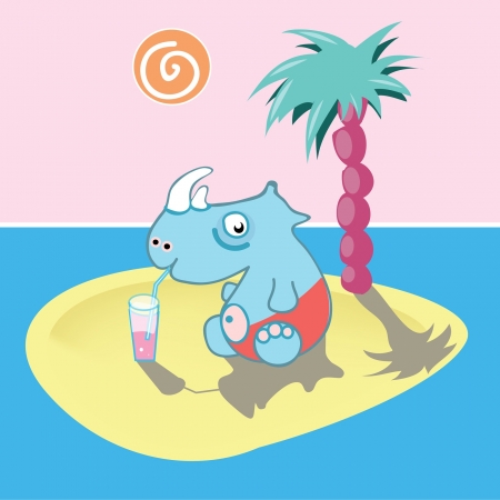 rest on the island at the oceanのイラスト素材
