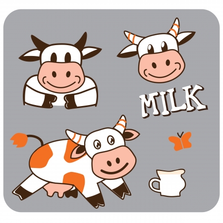 vector image of a cheerful spotty cowのイラスト素材