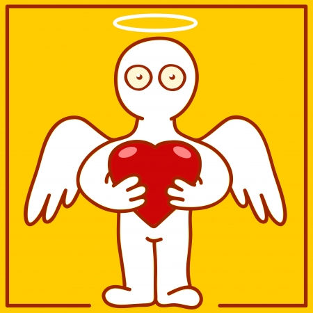  illustration of cherub with heart in handsのイラスト素材